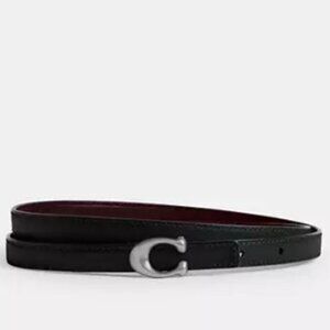 Coach Sculpted Signature Buckle Reversible Belt, 13 Mm - Silver/Black Merlot - S